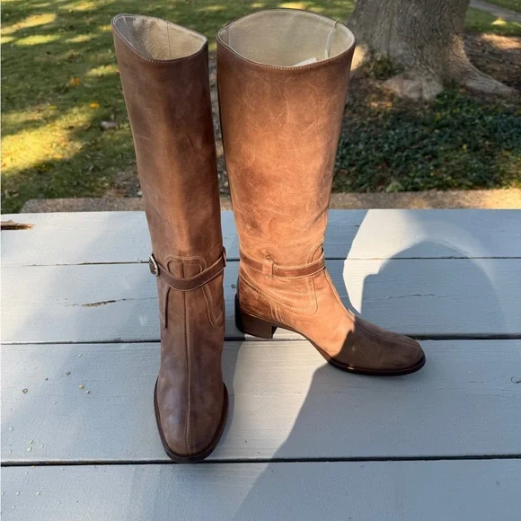 Charles David Tan Leather Knee-High Boots – Size 7 - Picture 3 of 13